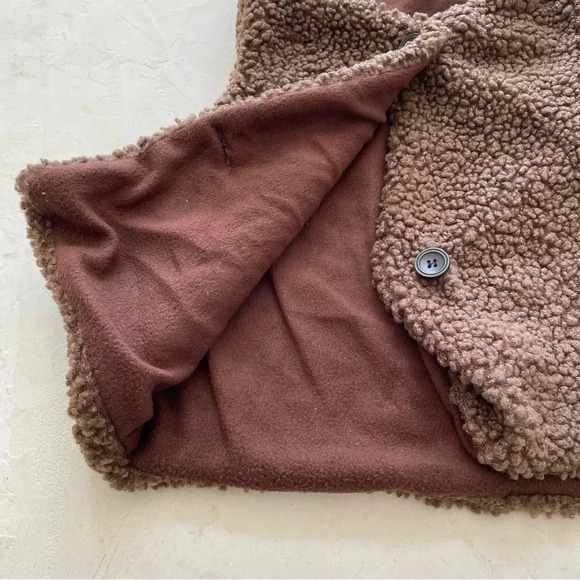 Vest Sherpa Sweater Lamb Fleece Brown Sheep Lighweight Vintage Unisex Kids - Picture 5 of 8